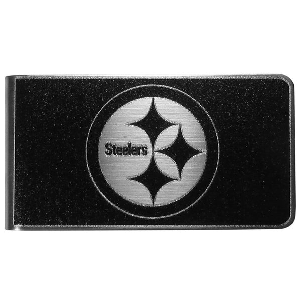 NFL - Pittsburgh Steelers Black and Steel Money Clip-Wallets & Checkbook Covers,NFL Wallets,Pittsburgh Steelers Wallets-JadeMoghul Inc.