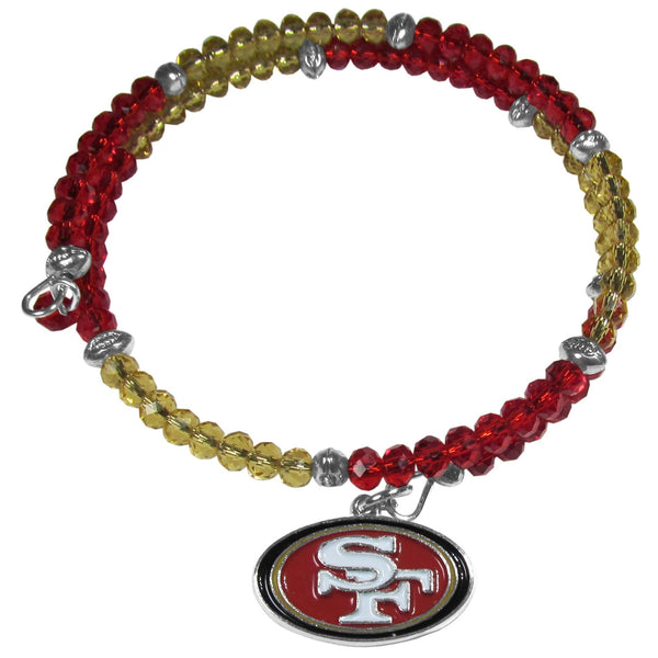 NFL - San Francisco 49ers Crystal Memory Wire Bracelet-Jewelry & Accessories,NFL Jewelry,NFL Bracelets,Crystal Memory Wire Bracelets-JadeMoghul Inc.