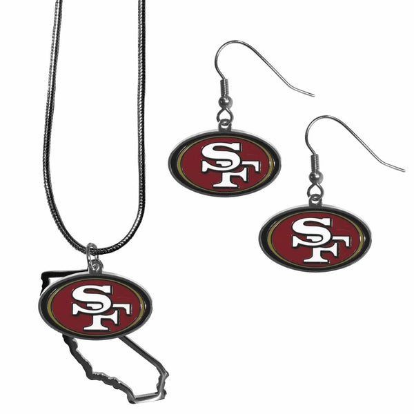 NFL - San Francisco 49ers Dangle Earrings and State Necklace Set-Jewelry & Accessories,NFL Jewelry,San Francisco 49ers Jewelry-JadeMoghul Inc.