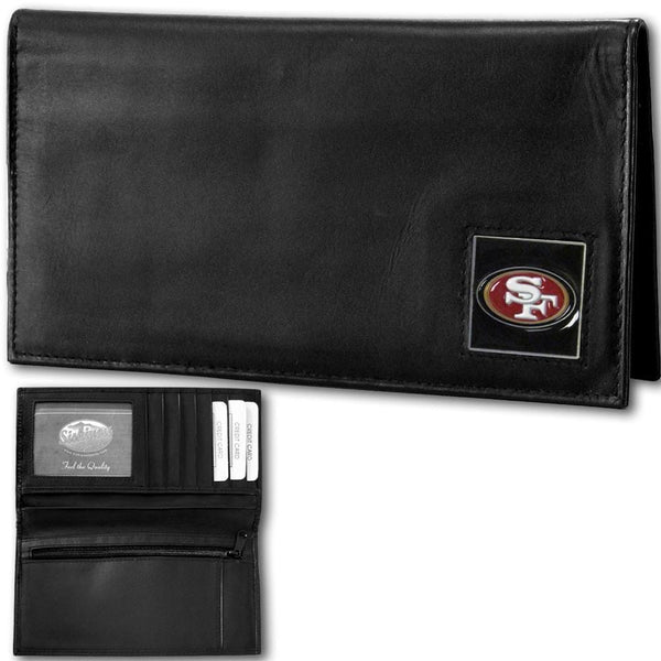 NFL - San Francisco 49ers Deluxe Leather Checkbook Cover-Wallets & Checkbook Covers,Checkbook Covers,Wallet Checkbook Covers,Window Box Packaging,NFL Wallet Checkbook Covers-JadeMoghul Inc.