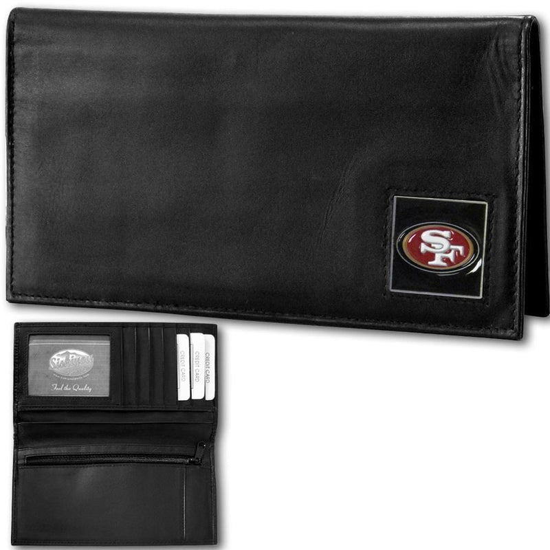 NFL - San Francisco 49ers Deluxe Leather Checkbook Cover-Wallets & Checkbook Covers,Checkbook Covers,Wallet Checkbook Covers,Window Box Packaging,NFL Wallet Checkbook Covers-JadeMoghul Inc.