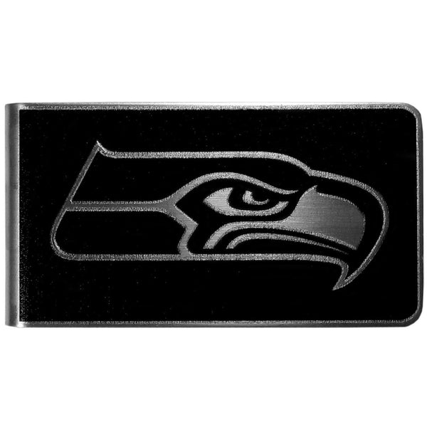 NFL - Seattle Seahawks Black and Steel Money Clip-Wallets & Checkbook Covers,NFL Wallets,Seattle Seahawks Wallets-JadeMoghul Inc.