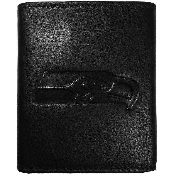 NFL - Seattle Seahawks Embossed Leather Tri-fold Wallet-Wallets & Checkbook Covers,NFL Wallets,NFL Tri-fold Wallets,Leather Tri-fold Wallets-JadeMoghul Inc.