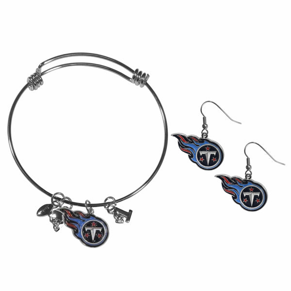NFL - Tennessee Titans Dangle Earrings and Charm Bangle Bracelet Set-Jewelry & Accessories,NFL Jewelry,Tennessee Titans Jewelry-JadeMoghul Inc.