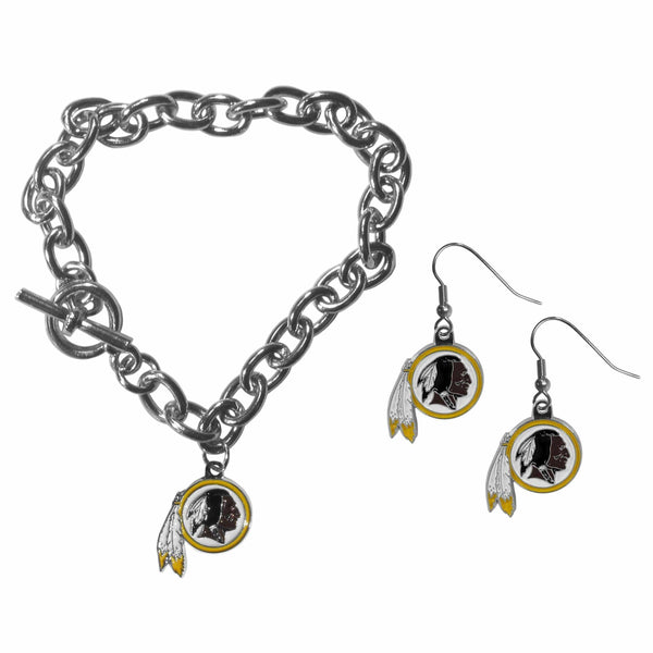 NFL - Washington Redskins Chain Bracelet and Dangle Earring Set-Jewelry & Accessories,NFL Jewelry,Washington Redskins Jewelry-JadeMoghul Inc.