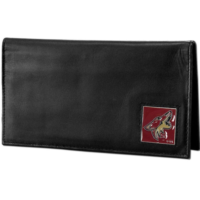 NHL - Arizona Coyotes Deluxe Leather Checkbook Cover-Wallets & Checkbook Covers,Checkbook Covers,Wallet Checkbook Covers,Window Box Packaging,NHL Wallet Checkbook Covers-JadeMoghul Inc.