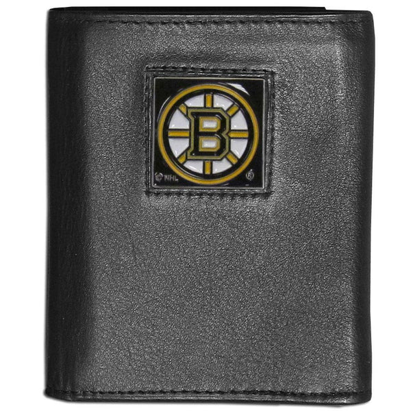NHL - Boston Bruins Leather Tri-fold Wallet-Wallets & Checkbook Covers,Tri-fold Wallets,Tri-fold Wallets,NHL Tri-fold Wallets-JadeMoghul Inc.