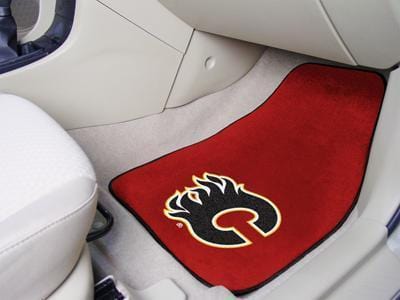 Custom Car Mats NHL Calgary Flames 2-pc Printed Carpet Front Car Mats 17"x27"