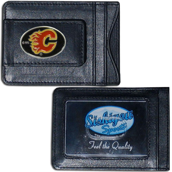 NHL - Calgary Flames Leather Cash & Cardholder-Wallets & Checkbook Covers,Cash & Cardholders,NHL Cash & Cardholders-JadeMoghul Inc.