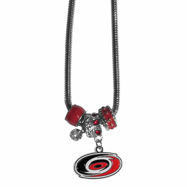 NHL - Carolina Hurricanes Euro Bead Necklace-Jewelry & Accessories,Necklaces,Euro Bead Necklaces,NHL Euro Bead Necklaces-JadeMoghul Inc.