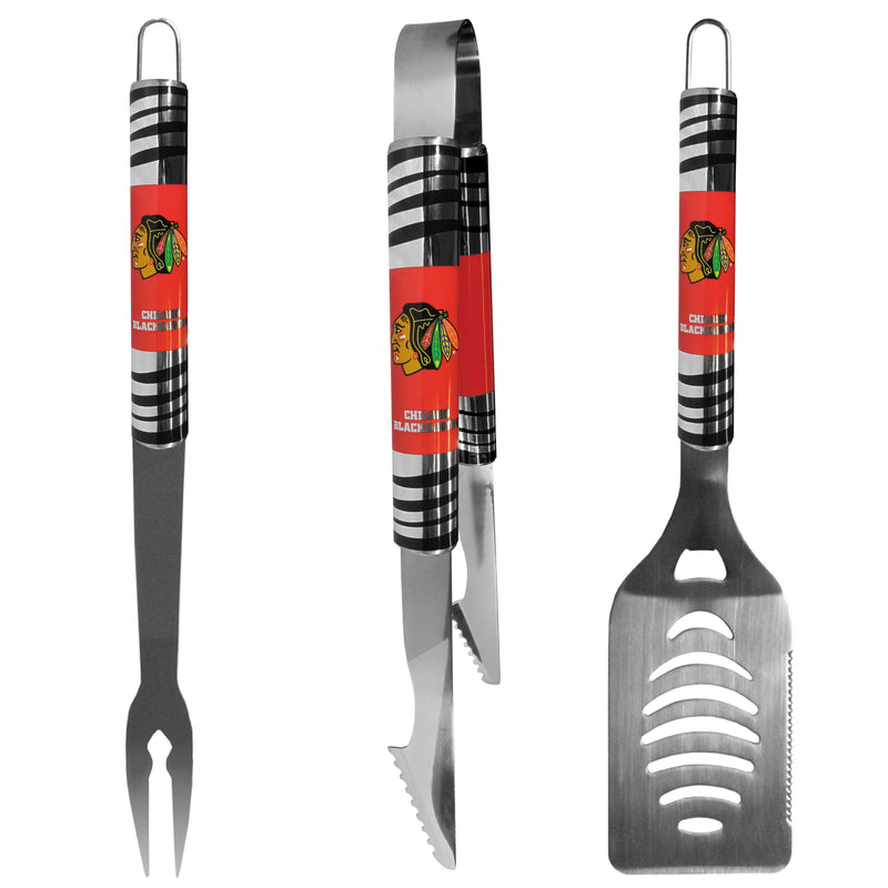 NHL - Chicago Blackhawks 3 pc Tailgater BBQ Set-Tailgating & BBQ Accessories,BBQ Tools,3 pc Tailgater Tool Set,NHL 3 pc Tailgater Tool Set-JadeMoghul Inc.