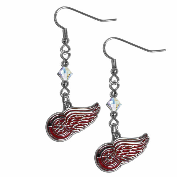 NHL - Detroit Red Wings Crystal Dangle Earrings-Jewelry & Accessories,Earrings,Crystal Dangle Earrings,NHL Crystal Earrings-JadeMoghul Inc.