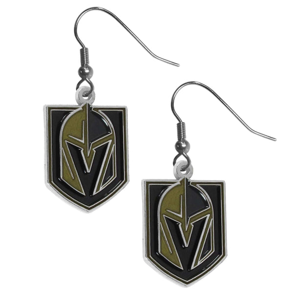 NHL - Las Vegas Golden Knights Chrome Dangle Earrings-Jewelry & Accessories,NHL Jewelry,NHL Earrings,Dangle Earrings-JadeMoghul Inc.