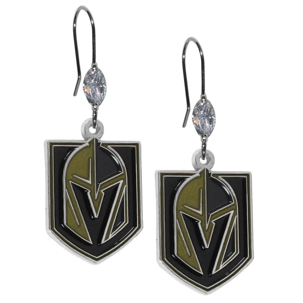 NHL - Las Vegas Golden Knights Crystal Dangle Earrings-Jewelry & Accessories,NHL Jewelry,NHL Earrings,Crystal Earrings-JadeMoghul Inc.