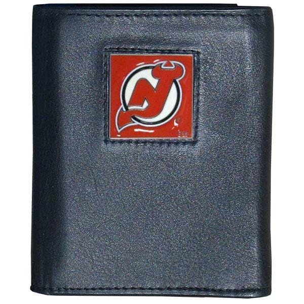NHL - New Jersey Devils Leather Tri-fold Wallet-Wallets & Checkbook Covers,Tri-fold Wallets,Tri-fold Wallets,NHL Tri-fold Wallets-JadeMoghul Inc.