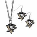 NHL - Pittsburgh Penguins Dangle Earrings and Chain Necklace Set-Jewelry & Accessories,Jewelry Sets,Dangle Earrings & Chain Necklace-JadeMoghul Inc.