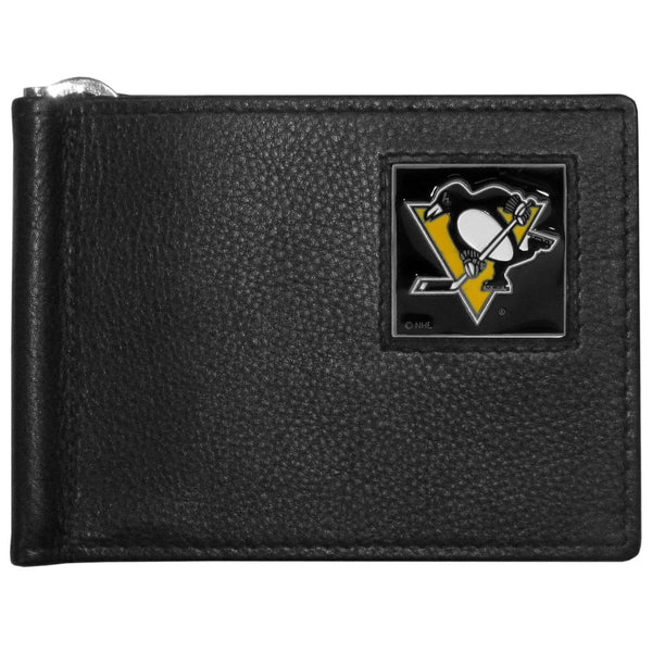 NHL - Pittsburgh Penguins Leather Bill Clip Wallet-Wallets & Checkbook Covers,Bill Clip Wallets,NHL Bill Clip Wallets-JadeMoghul Inc.