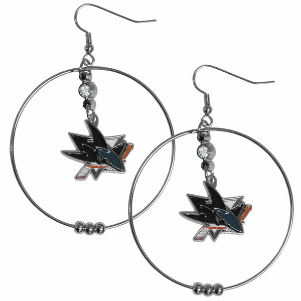 NHL - San Jose Sharks 2 Inch Hoop Earrings-Jewelry & Accessories,Earrings,2 inch Hoop Earrings,NHL Hoop Earrings-JadeMoghul Inc.