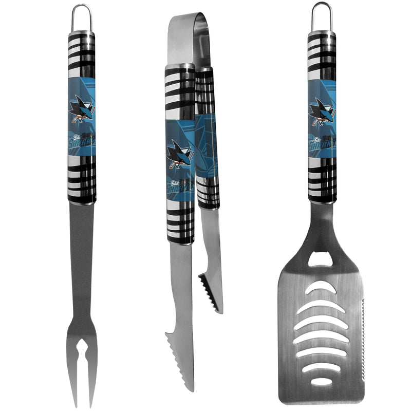 NHL - San Jose Sharks 3 pc Tailgater BBQ Set-Tailgating & BBQ Accessories,BBQ Tools,3 pc Tailgater Tool Set,NHL 3 pc Tailgater Tool Set-JadeMoghul Inc.