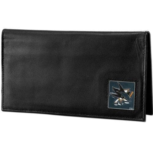 NHL - San Jose Sharks Deluxe Leather Checkbook Cover-Wallets & Checkbook Covers,Checkbook Covers,Wallet Checkbook Covers,Window Box Packaging,NHL Wallet Checkbook Covers-JadeMoghul Inc.