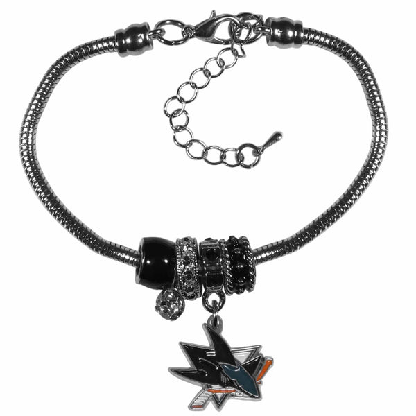 NHL - San Jose Sharks Euro Bead Bracelet-Jewelry & Accessories,Bracelets,Euro Bead Bracelets,NHL Euro Bead Bracelets-JadeMoghul Inc.