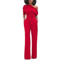 NIBESSER Jumpsuits Women Romper Overalls Sexy One Shoulder Jumpsuit Rompers 2017 Fall Elegant Female Solid Body Suits Z30-Red-S-JadeMoghul Inc.