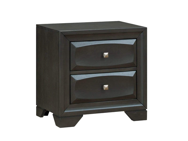 Transitional Solid Wood Night Stand With Silver-Tone Knob Drawers, Antique Gray