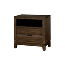 Transitional Solid Wood Night Stand With Tapered Legs, Walnut Brown