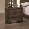 Wooden 2 Drawer Nightstand, Medium Warm Brown