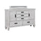 Wooden Nightstand with 2 Louvered Doors & 5 Drawers, White