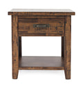 Wooden Nightstand with Drawer and Bottom Shelf, Brown