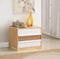 Wooden Nightstand with Two Drawers, White & Natural Wood Brown.