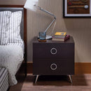 Nightstands and Bedside Tables Rectangular Wood & Metal Nightstand By Elms, Brown & Chrome Benzara