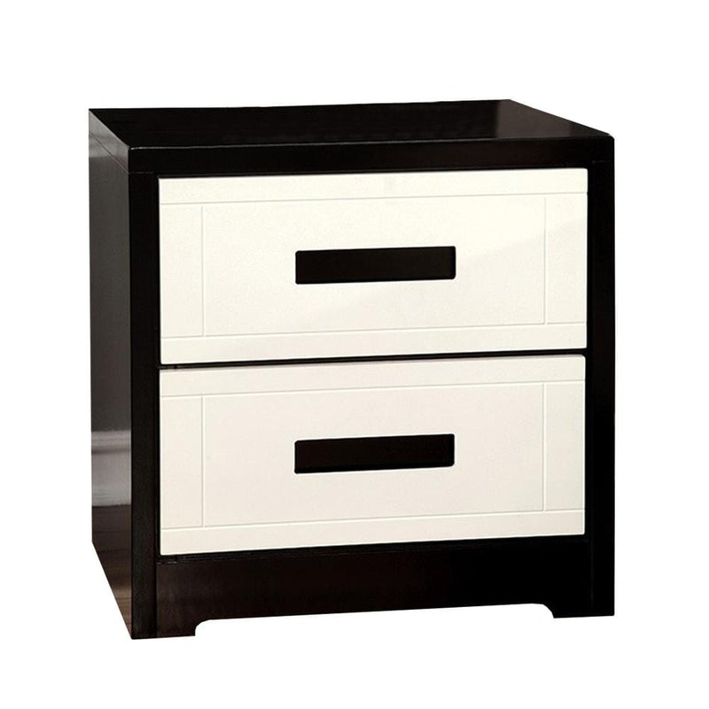 Nightstands and Bedside Tables Rutger Contemporary Style Nightstand, White & Black Benzara