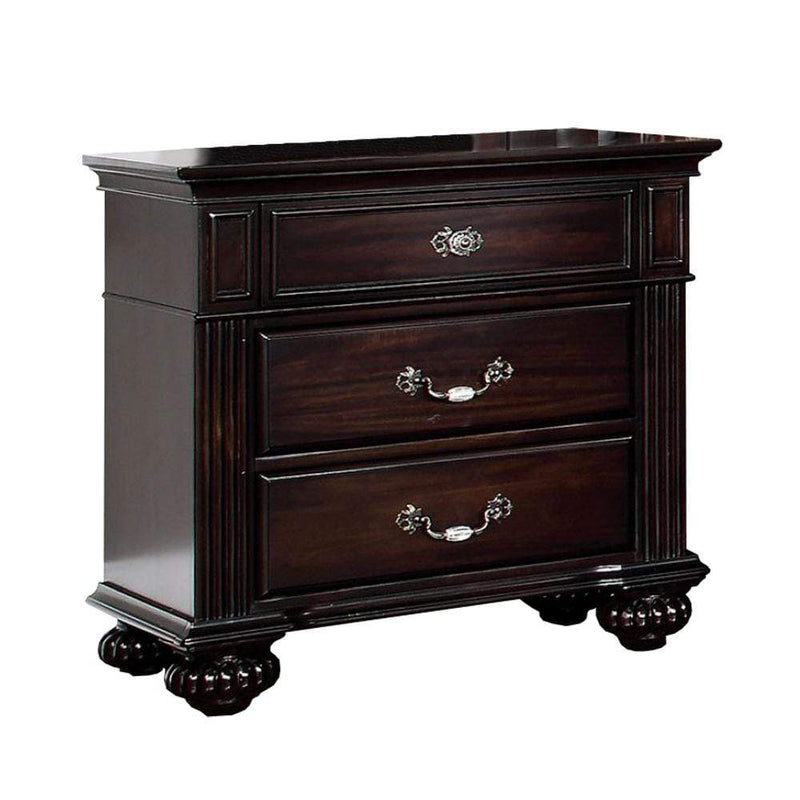 Syracuse Traditional Style Beautiful Nightstand, Dark Walnut