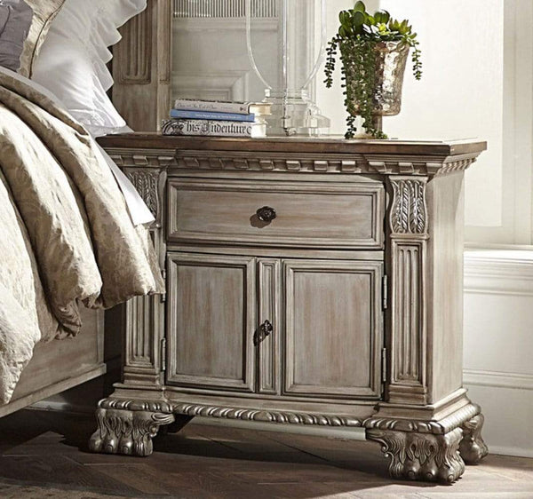 Wooden Nightstand With A Drawer and Cabinet Light Brown