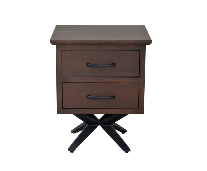 Nightstands Black Nightstand - 16" X 18" X 22" Brown/Black Wood Metal Nightstand HomeRoots