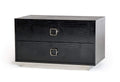 Nightstands Black Nightstand - 19" Black Lacquer Crocodile Texture Nightstand HomeRoots