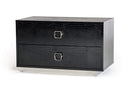 Nightstands Black Nightstand - 19" Black Lacquer Crocodile Texture Nightstand HomeRoots