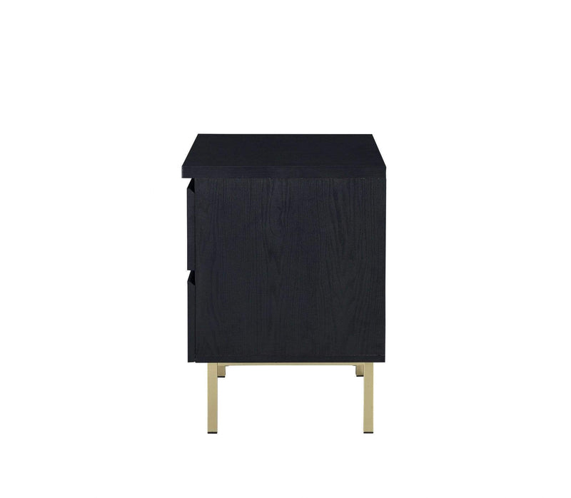 Nightstands Black Nightstand - 21" X 16" X 22" Black And Brass Metal Nightstand HomeRoots