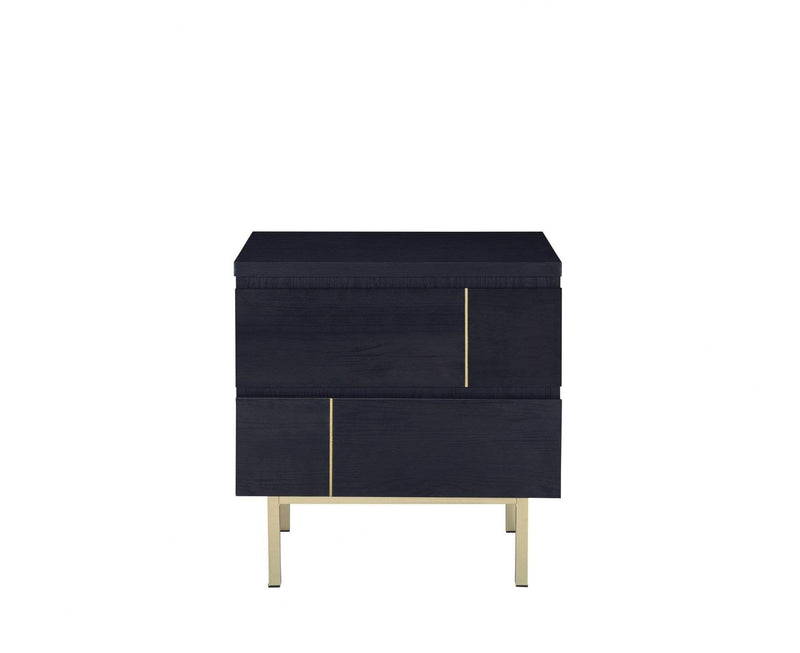 Nightstands Black Nightstand - 21" X 16" X 22" Black And Brass Metal Nightstand HomeRoots