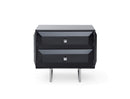 Nightstands Black Nightstand - 27" X 20" X 23" Black, Chrome Nightstand HomeRoots