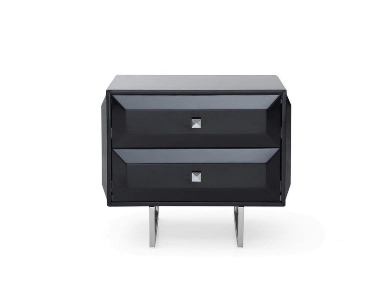 Nightstands Black Nightstand - 27" X 20" X 23" Black, Chrome Nightstand HomeRoots