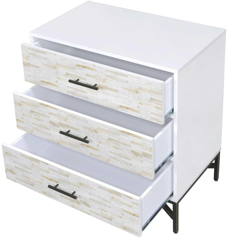 Nightstands Black Nightstand - 32" X 19" X 33" White & Weathered Wood Pattern Nightstand HomeRoots