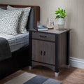 Nightstands Gray Nightstand - 21" X 16" X 24" Gray Oak Particle Board Nightstand HomeRoots