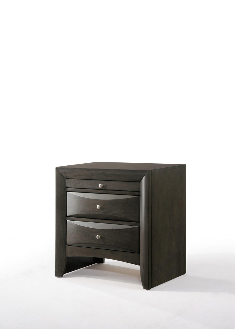 Nightstands Gray Nightstand - 26" X 17" X 25" Gray Oak Rubber Wood Nightstand HomeRoots