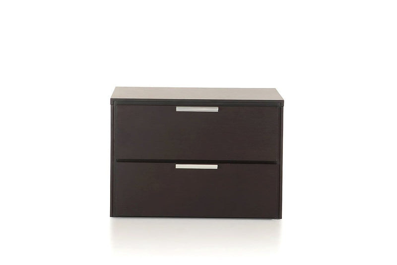 Nightstands Modern Nightstands - 15" Wenge Veneer and Steel Nightstand HomeRoots