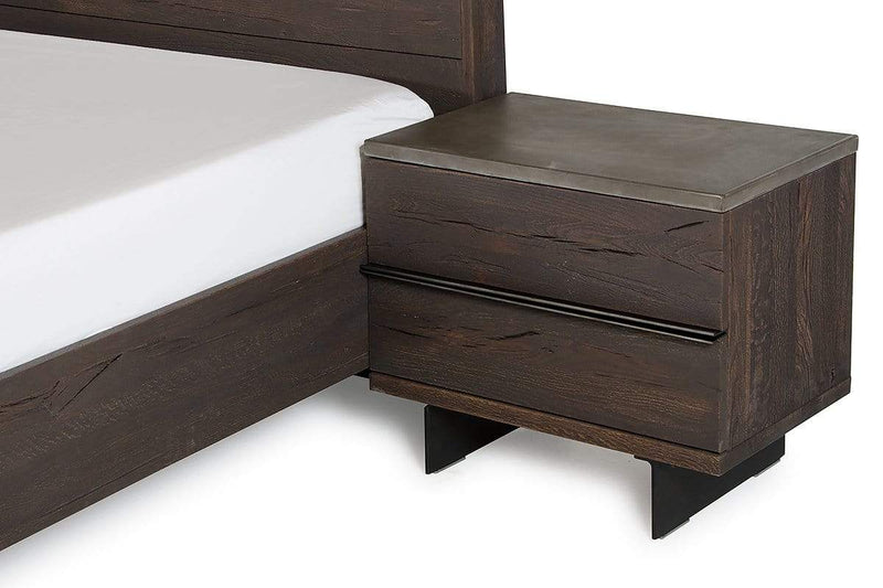 Nightstands Modern Nightstands - 20" Dark Aged Oak Wood and Metal Nightstand HomeRoots