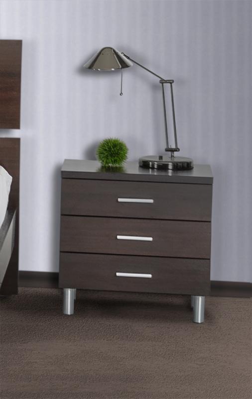 Nightstands Modern Nightstands - 21" Wenge Veneer, MDF, and Steel Nightstand HomeRoots