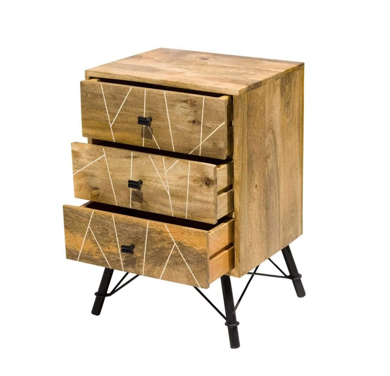 Nightstands Rustic Nightstands - 14" X 18" X 26" Natural Tones Mango Wood 3-Drawer Nightstand HomeRoots